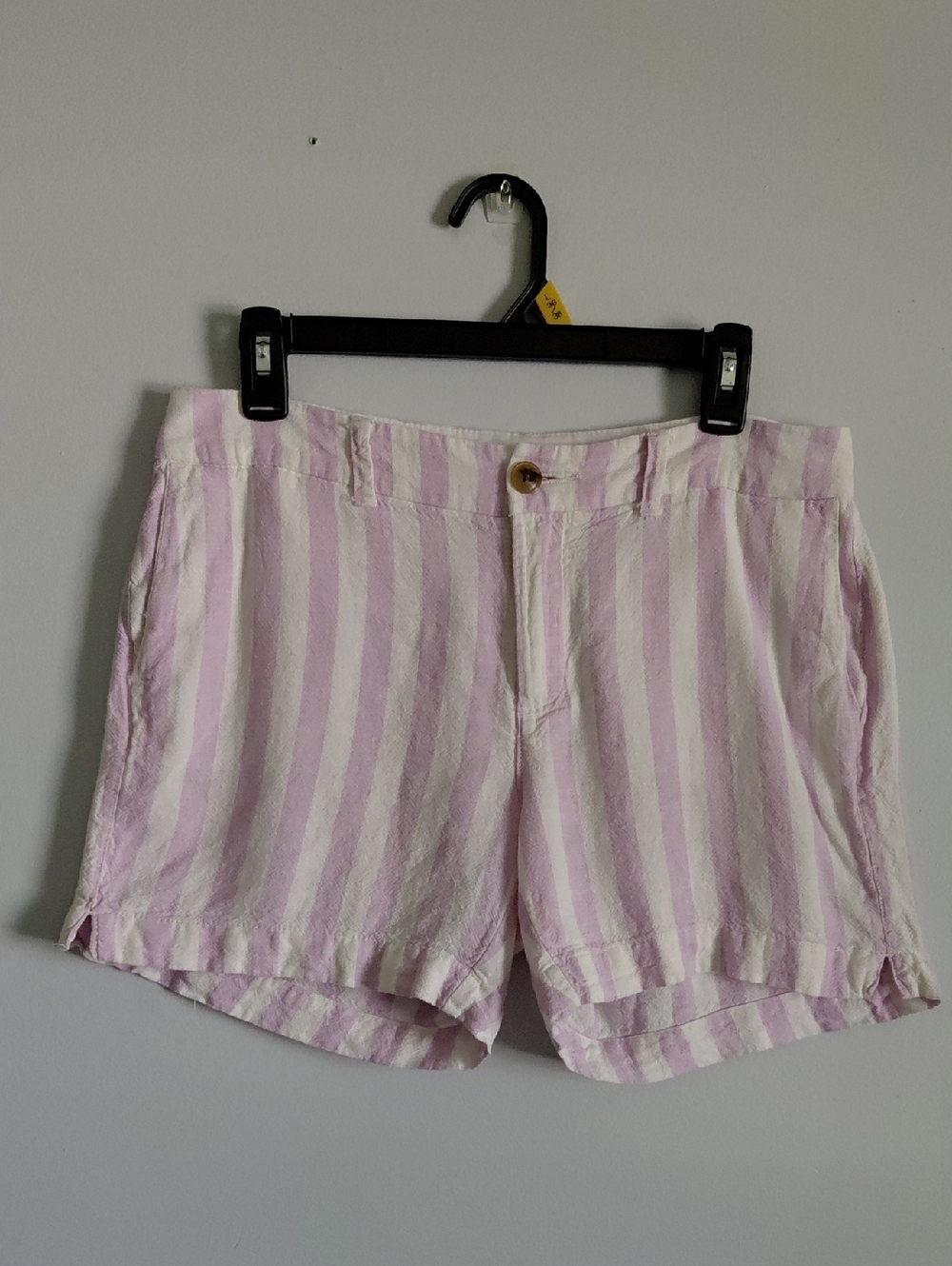 Old Navy Purple White Striped Linen Everyday Shorts